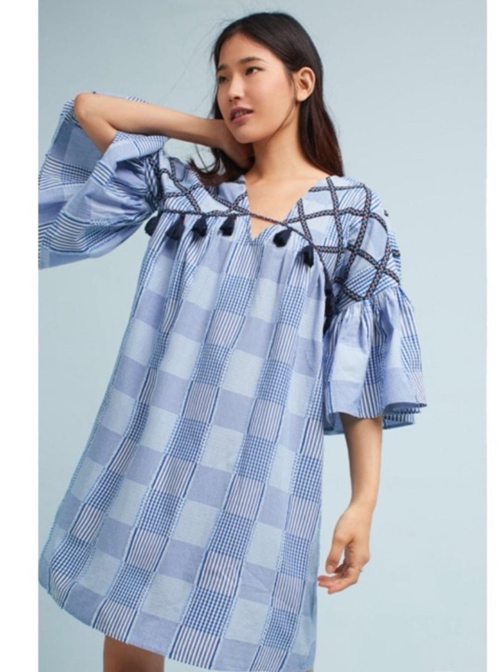 ANTHROPOLOGIE Maeve Tatum Embroidered Tunic Dress Sz XS